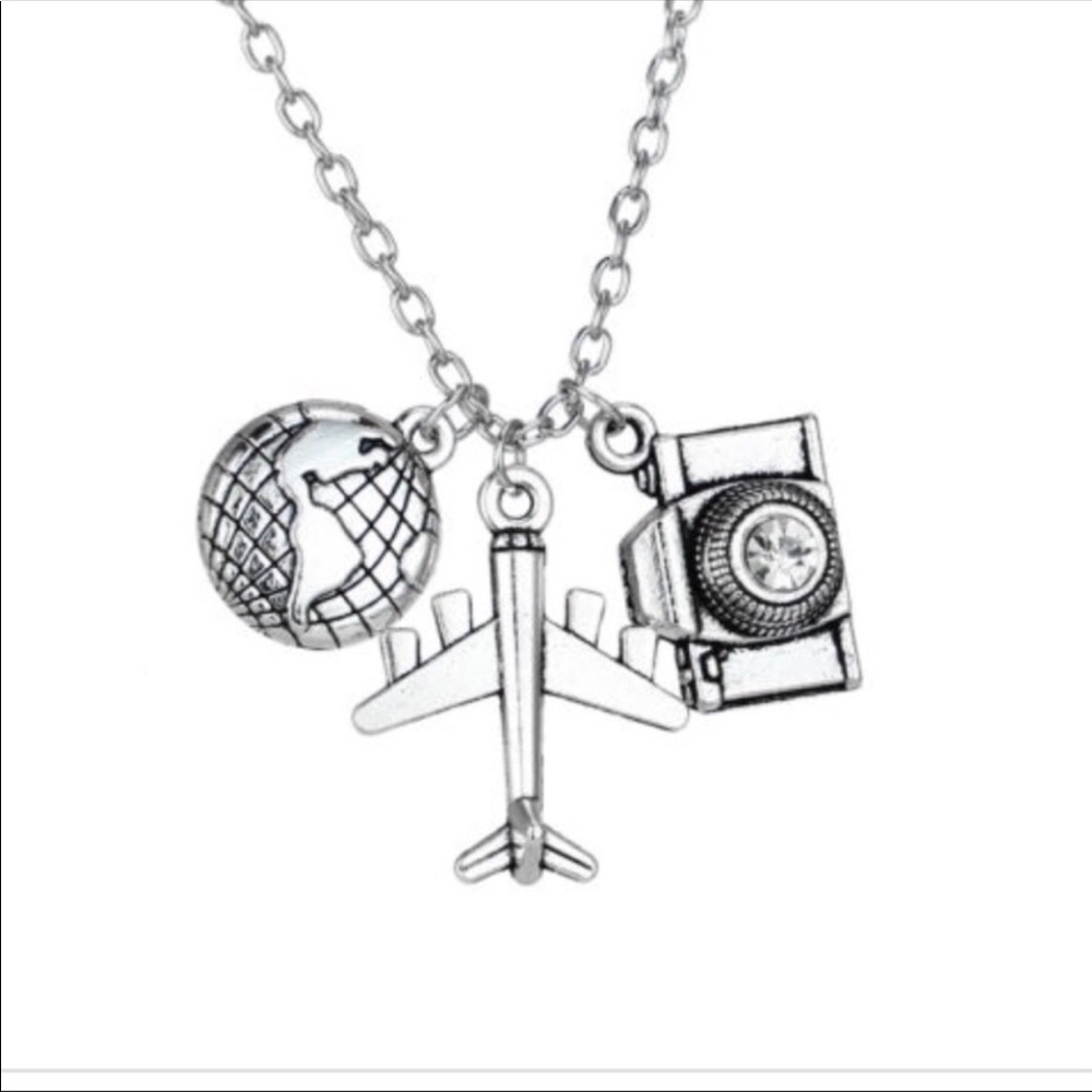 Plane Camera Globe Travel Necklace